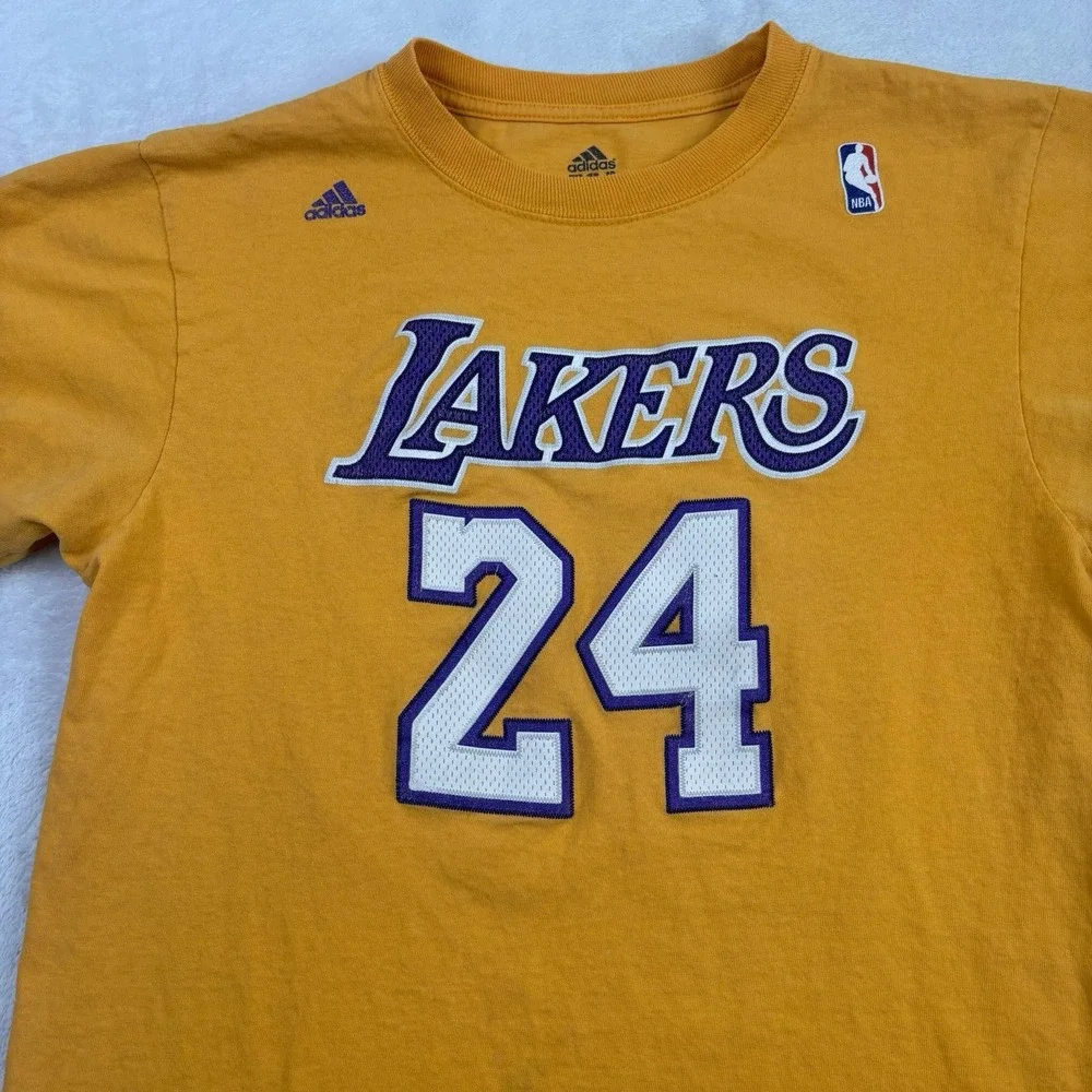 Adidas Los Angeles Lakers Kobe Bryant Gold Short Sleeve Jersey Shirt Men's Med